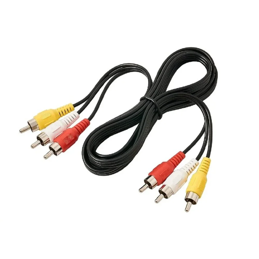 AV Male to Male 3 RCA Audio Video Composite Cable Black (6 feet)